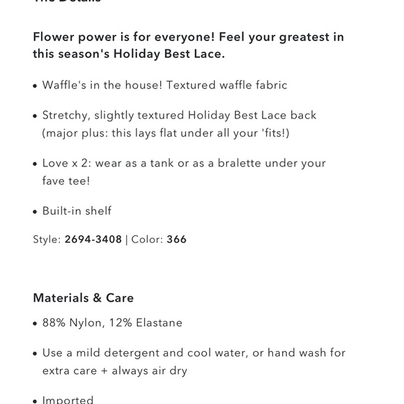 Aerie Holiday Best Lace Waffle Longline Bralette - Picture 5 of 6